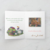 Pet sympathie, kat in tuin, aangepaste boodschap kaart (Binnen)