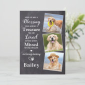 Pet Sympathie Persoonlijk 3 Foto Dog Memorial Bedankkaart (Staand voorkant)