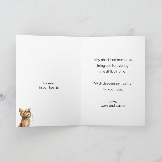 Pet Sympathie Sentiment met een Sad Kat met Tranen Kaart (Binnen)