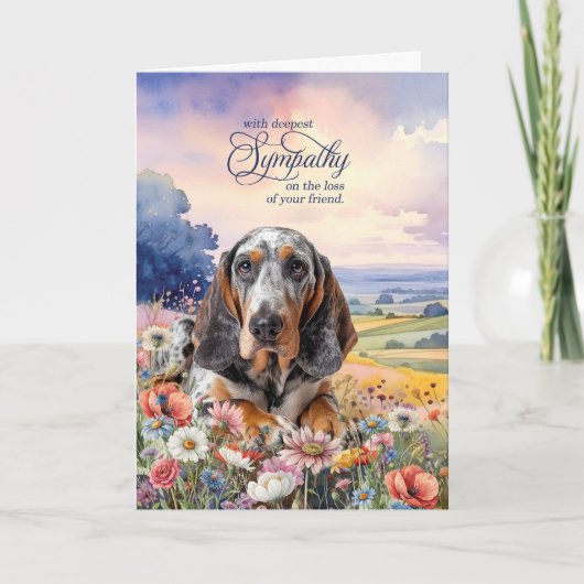 Pet Sympathy Bluetick Coonhound Dog Wildflowers Kaart (Voorkant)