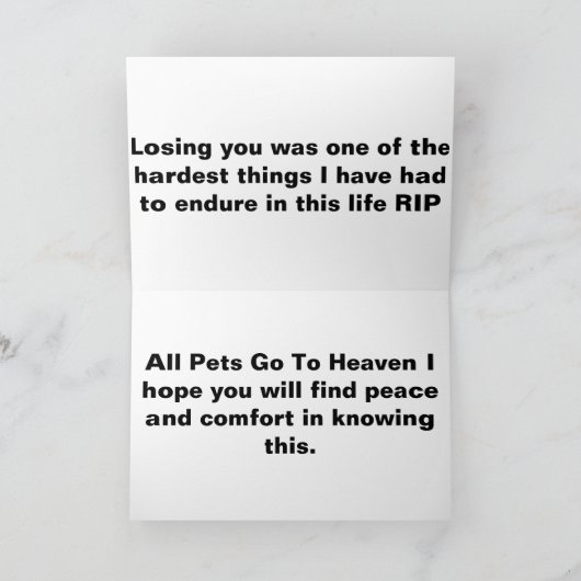 Pet Sympathy Card Kaart (Binnen)