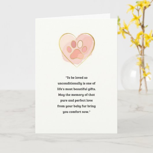 Pet Sympathy Card Love Paw-serie Kaart (Gele Bloem)
