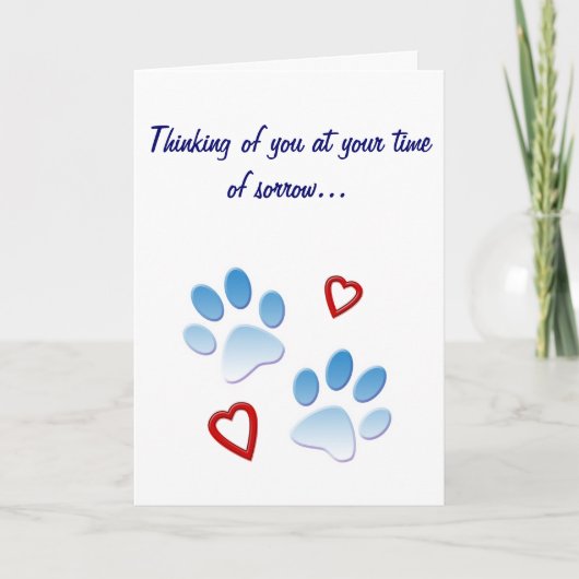 Pet Sympathy Card Pootjes en harten Kaart (Voorkant)