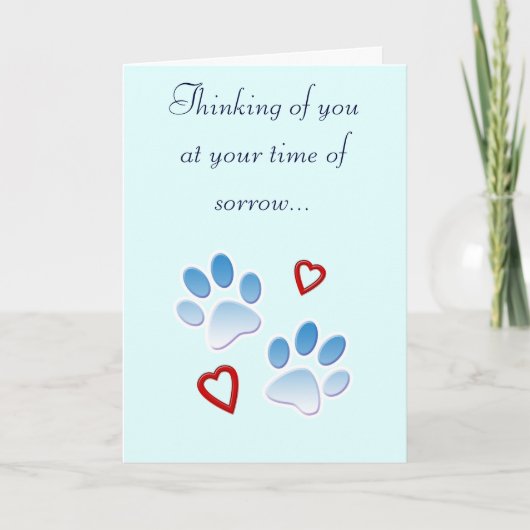 Pet Sympathy Card Pootjes en harten Kaart (Voorkant)