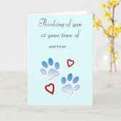 Pet Sympathy Card Pootjes en harten Kaart (Gele Bloem)