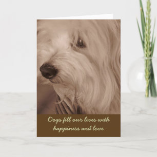 Pet Sympathy Card—Sepia White Dog Kaart