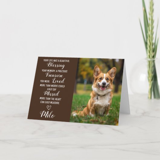 Pet Sympathy Gepersonaliseerde Foto Pet Loss Kaart (Voorkant)