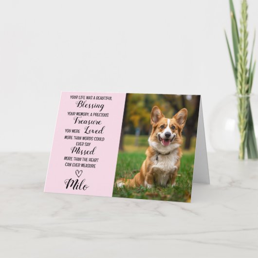 Pet Sympathy Gepersonaliseerde Foto Pet Loss Kaart (Voorkant)