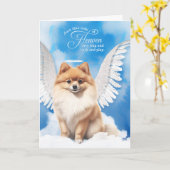 Pet Sympathy Loss Dog Sable Pomeranian Angel Kaart (Gele Bloem)