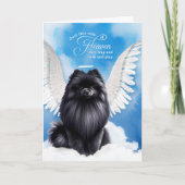Pet Sympathy Loss of a Dog Black Pomeranian Angel Kaart (Voorkant)
