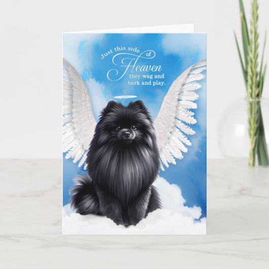 Pet Sympathy Loss of a Dog Black Pomeranian Angel Kaart (Voorkant)