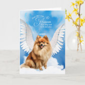 Pet Sympathy Loss of a Dog Pomeranian Angel Kaart (Gele Bloem)