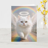 Pet Sympathy Persian Cat with Angel Wings Kaart (Gele Bloem)