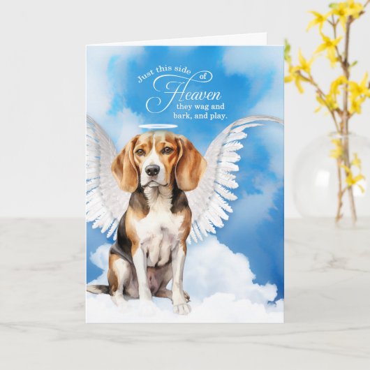Pet Sympathy Verlies van een hond Beagle Angel Kaart (Gele Bloem)