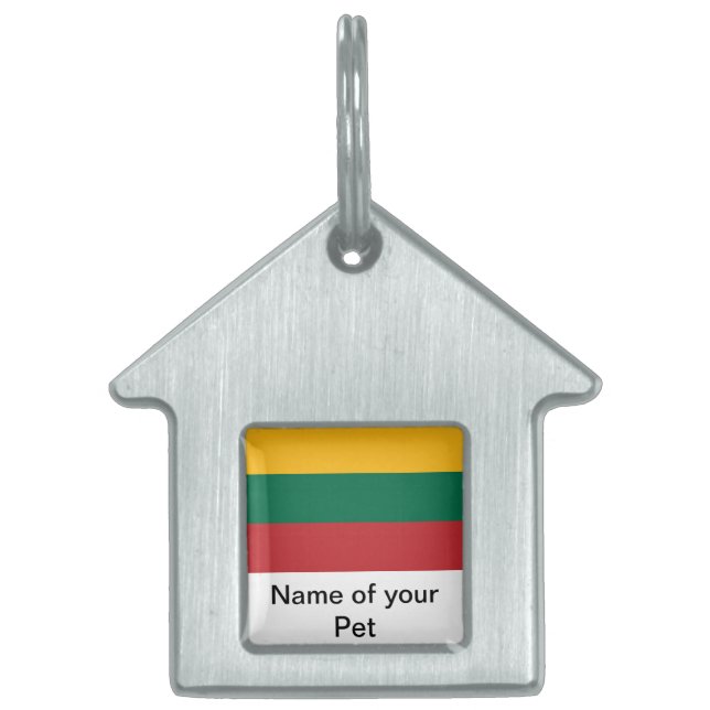 Pet Tag met de vlag van Litouwen Huisdieren Naamplaatje (Voorkant)