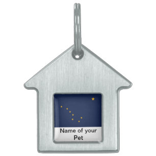 Pet Tag met vlag van Alaska State Huisdieren Naamplaatje