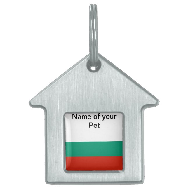 Pet Tag met vlag van Bulgarije Huisdieren Naamplaatje (Voorkant)