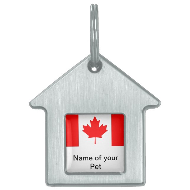 Pet Tag met vlag van Canada Huisdieren Naamplaatje (Voorkant)