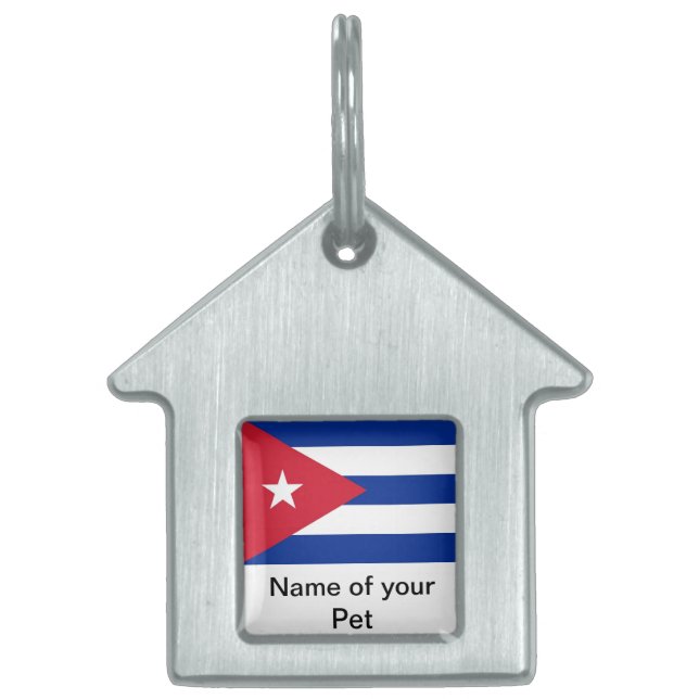 Pet Tag met vlag van Cuba Huisdieren Naamplaatje (Voorkant)