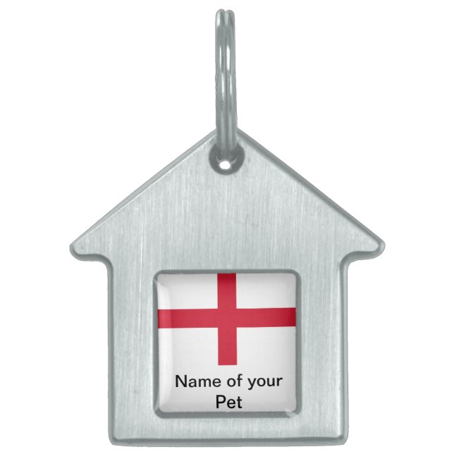 Pet Tag met vlag van Engeland Huisdieren Naamplaatje (Voorkant)
