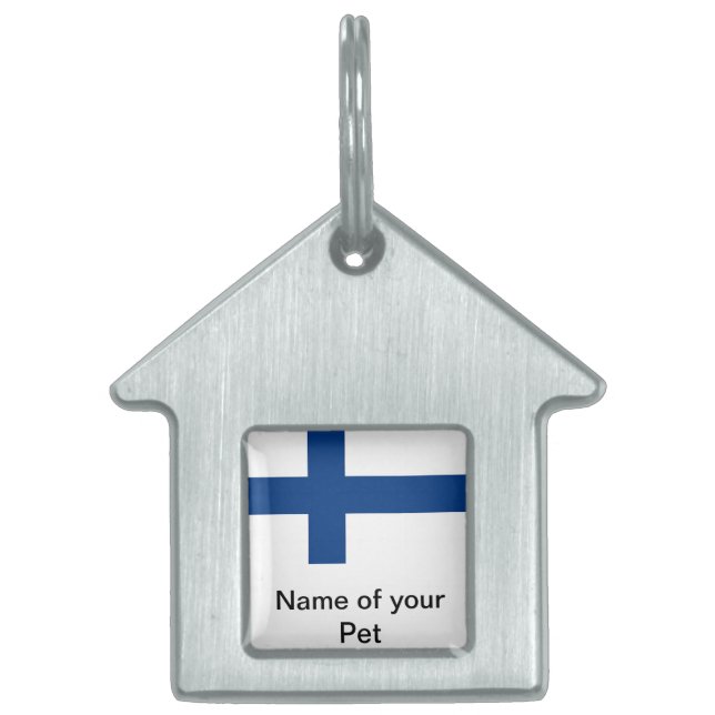 Pet Tag met vlag van Finland Huisdieren Naamplaatje (Voorkant)