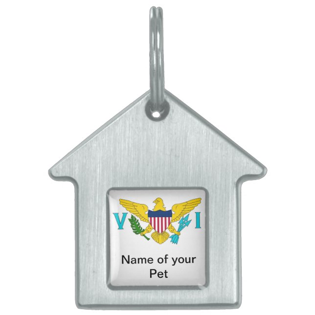 Pet Tag met vlag van Maagdeneilanden Huisdieren Naamplaatje (Voorkant)