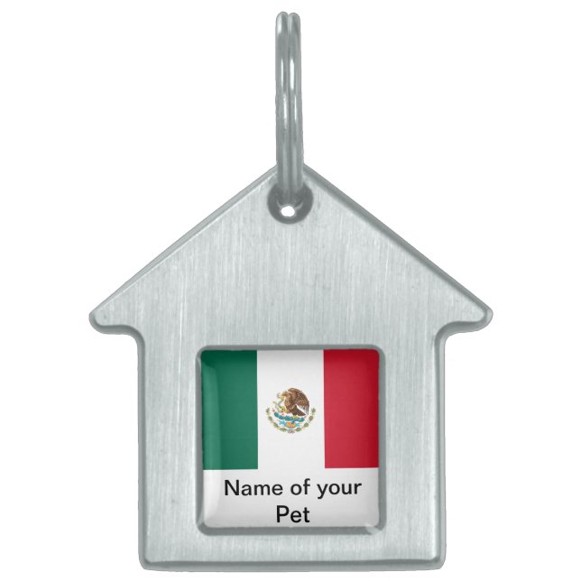Pet Tag met vlag van Mexico Huisdieren Naamplaatje (Voorkant)