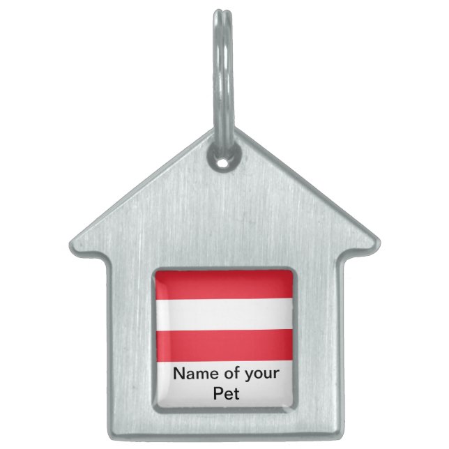 Pet Tag met vlag van Oostenrijk Huisdieren Naamplaatje (Voorkant)