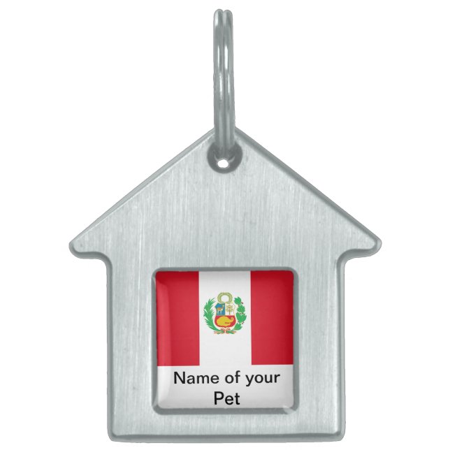 Pet Tag met vlag van Peru Huisdieren Naamplaatje (Voorkant)