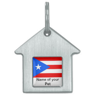 Pet Tag met vlag van Puerto Rico Staat Huisdieren Naamplaatje