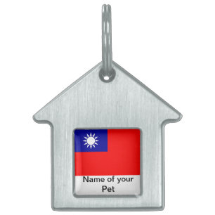 Pet Tag met vlag van Taiwan Huisdieren Naamplaatje