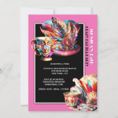 Pet Tea Party Festival Masquerade Feather Pink Kaart (Voorkant)