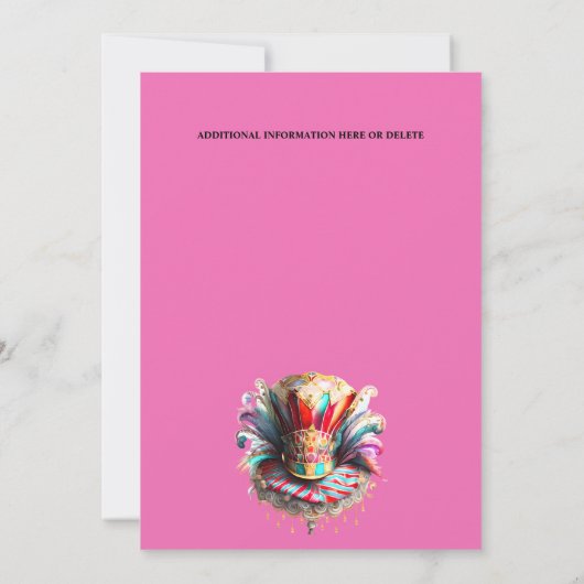 Pet Tea Party Festival Masquerade Feather Pink Kaart (Achterkant)