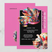 Pet Tea Party Festival Masquerade Feather Pink Kaart (Voorkant / Achterkant)