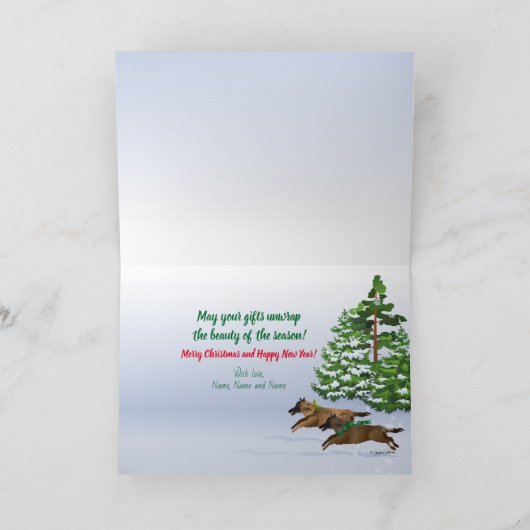 Pet Tervuren Dogs Pulling Sleigh. Gefluste feestda Feestdagen Kaart (Binnen)