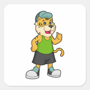 Pet Tiger Vierkante Sticker