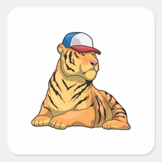 Pet Tiger Vierkante Sticker (Voorkant)