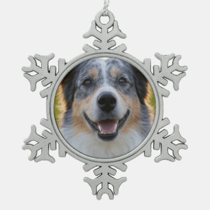 Pet toevoegen Foto aanpassen Tin Sneeuwvlok Ornament