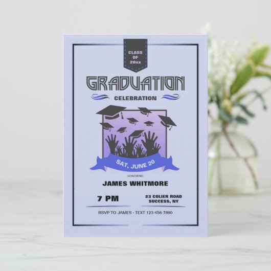 Pet Toss Afstuderen Invitation Kaart (Staand voorkant)