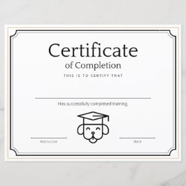 Pet Training Certificaat van Voltooiing