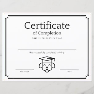 Pet Training Certificaat van Voltooiing