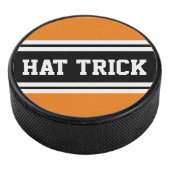 PET TRICK Bold Sinaasappel Wit Zwart Racing Stripe Hockey Puck (3/4)