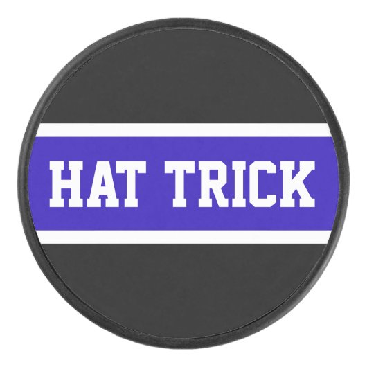 PET TRICK Bright Royal Blue White Black Stripes Hockey Puck (Voorkant)