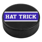 PET TRICK Bright Royal Blue White Black Stripes Hockey Puck (3/4)