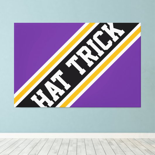 PET TRICK Fun Athletic Bold Paarse Zwarte Strepen Canvas Afdruk (Insitu (Houten vloer))
