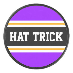 PET TRICK Levendige Paarse Zwart Wit Gele Strepen Hockey Puck