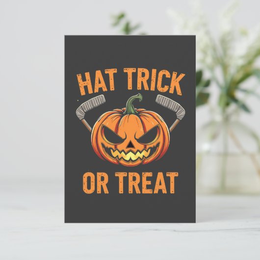 Pet Trick or treat Spooky Halloween ijshockey Kaart (Staand voorkant)