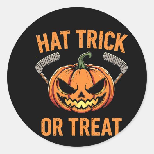 Pet Trick or treat Spooky Halloween ijshockey Ronde Sticker (Voorkant)