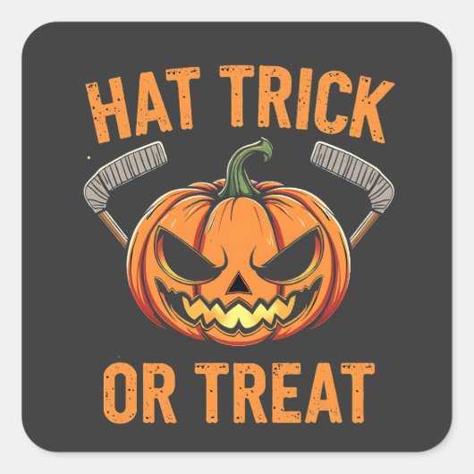 Pet Trick or treat Spooky Halloween ijshockey Vierkante Sticker (Voorkant)