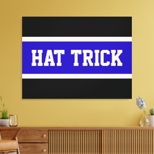 PET TRICK Royal Blue Zwart Wit Hockey Stripes Canvas Afdruk